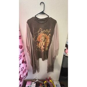 Rework Upcycled Johnny Cash Band T Shirt Boho Chic